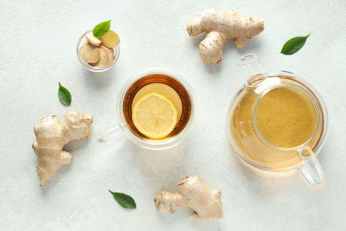 Cold treatment, healthcare concept - tea with ginger