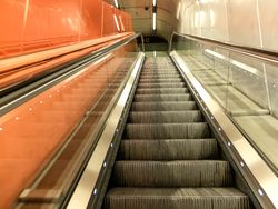Moving Staircase Escalator Inside the Underground Metro Station