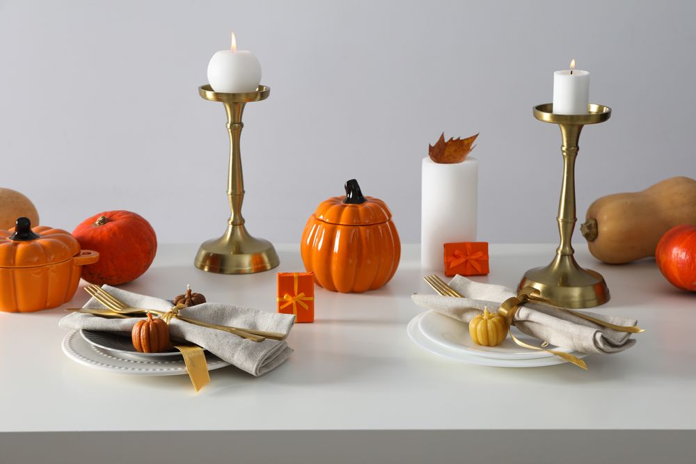 Fall season, autumn time, table setting for fall season