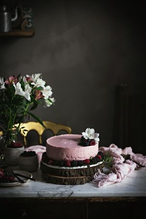 Strawberry tart on table