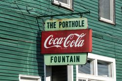 The Porthole Fountain sign, Portland, Maine n56JV5