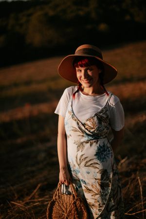 Woman walking in field