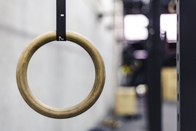 Gymnastic ring hanging in gym