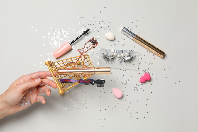 concept of cosmetology tools and beauty treatment, false eyelashes