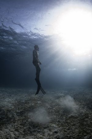 Underwater shot of man diving