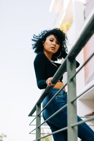 Stylish female on balcony