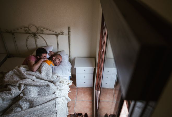 Gay couple in bed