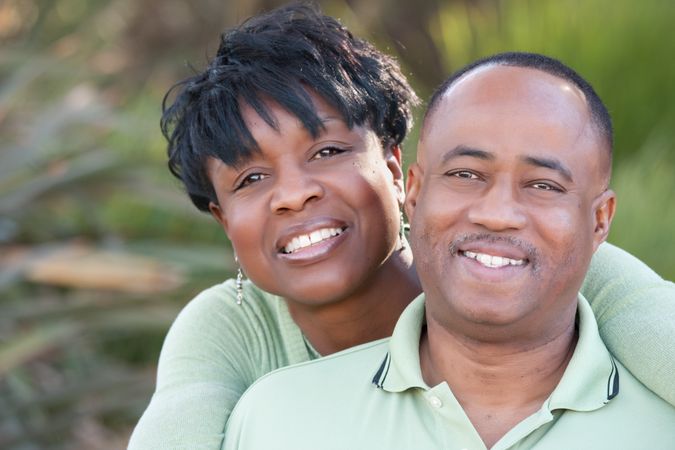 Smiling Black Couple Outside