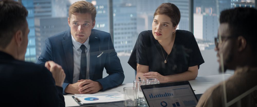 Corporate Office Conferrence Room: Diverse Male and Female Businesspeople Talking