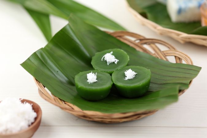 Kue Ijo,  Indonesian Traditional Steamed Green Cake with Chewy Texture