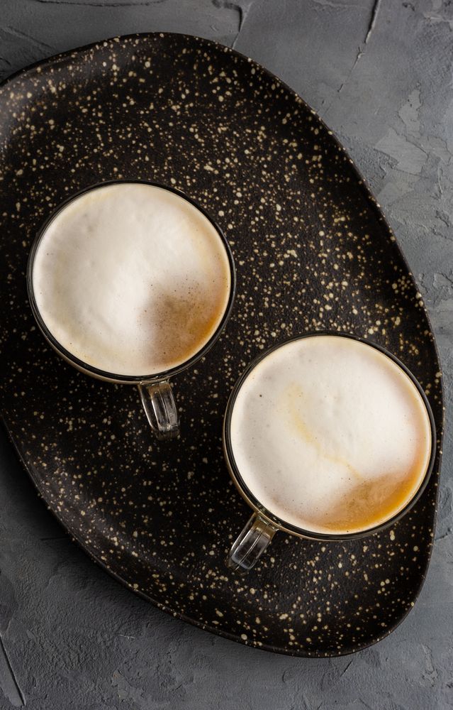 Cup of two morning cappuccinos