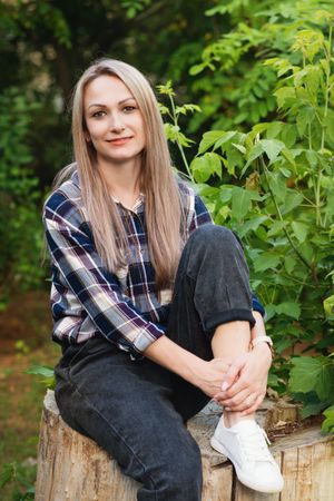 Woman enjoys summer day outdoor