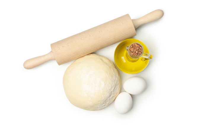 Concept for baking with dough isolated on blank background