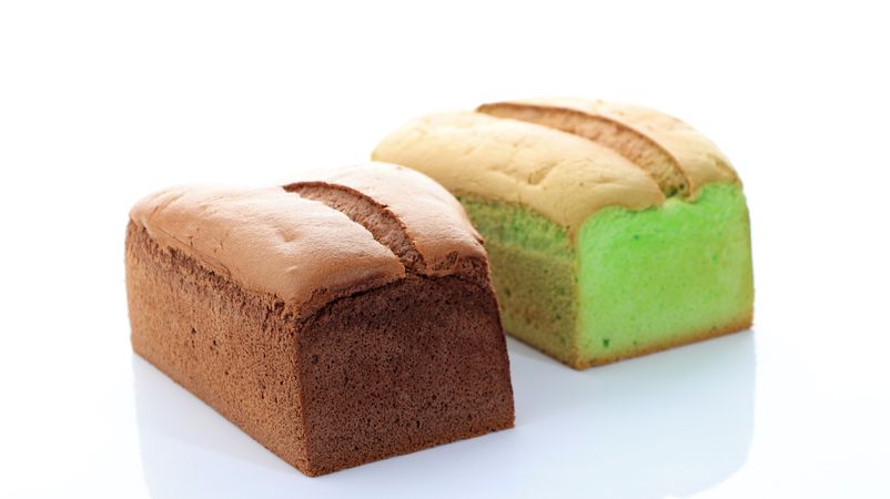 Chocolate and Pandan Loaf Chiffon Cake