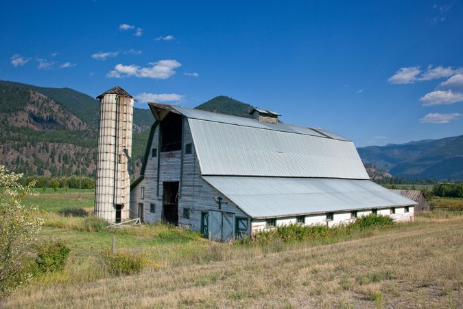 Barn with mill in rural Montana