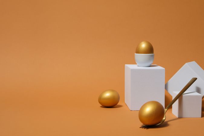 Concept of Richness, golden eggs, space for text