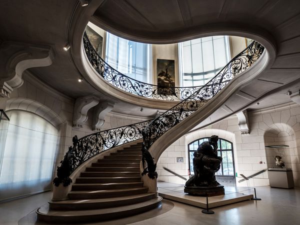 A chic twisted staircase in the Art Nouveau style in Paris. Museum Small Palace.