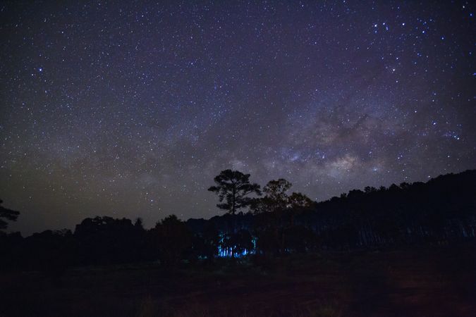 Landscape milky way galaxy with star and space dust in the universe, Long exposure photograph, with grain.