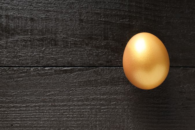 Golden egg, pension savings, investments, retirement, space for text