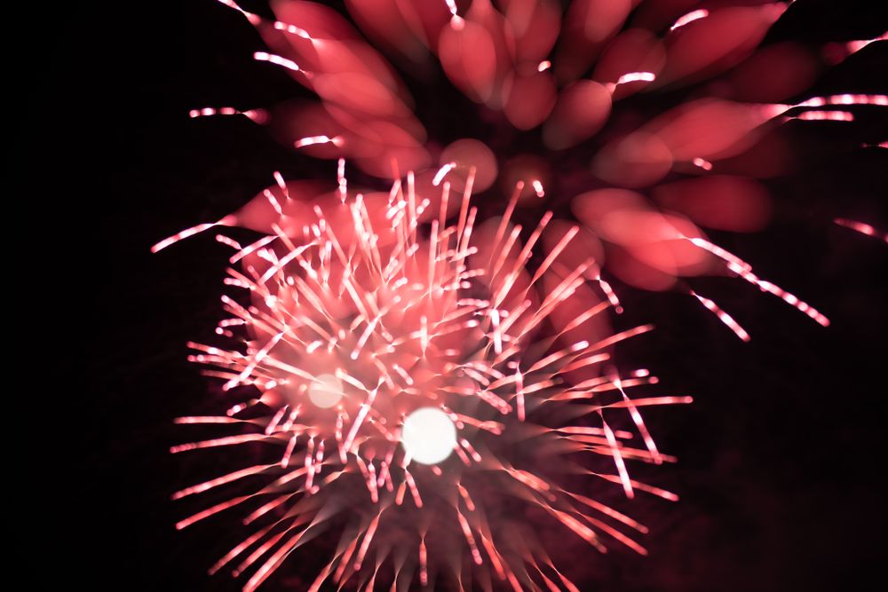 Bright fireworks on night sky