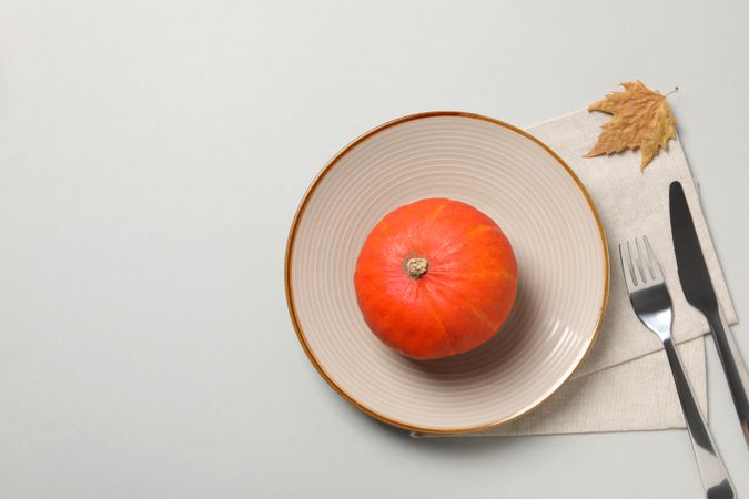 Concept of Thanksgiving day, Autumn table setting, space for text
