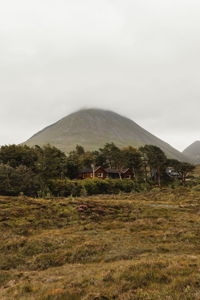 Wonderful scenery of highland under lush dramatic clouds