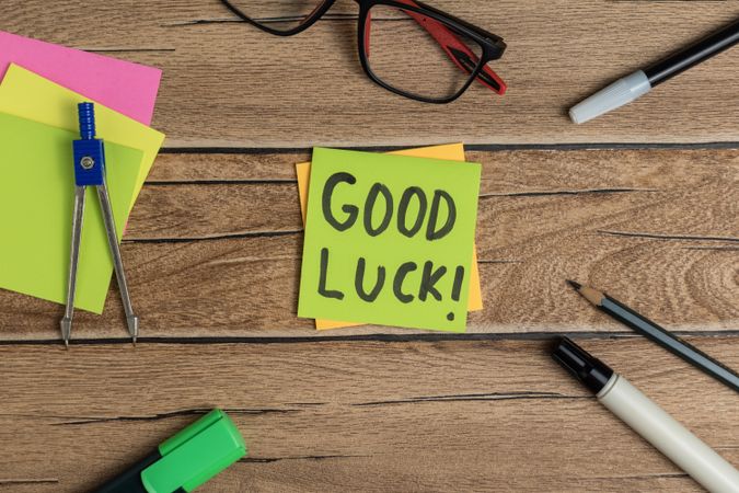 good luck word sticky notes