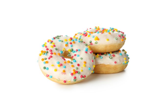 Tasty baked donuts isolated on blank background