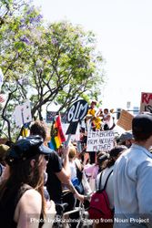 Los Angeles, CA, USA — June 14th, 2020: group of people holding protest signs in Hollywood 49m8B4