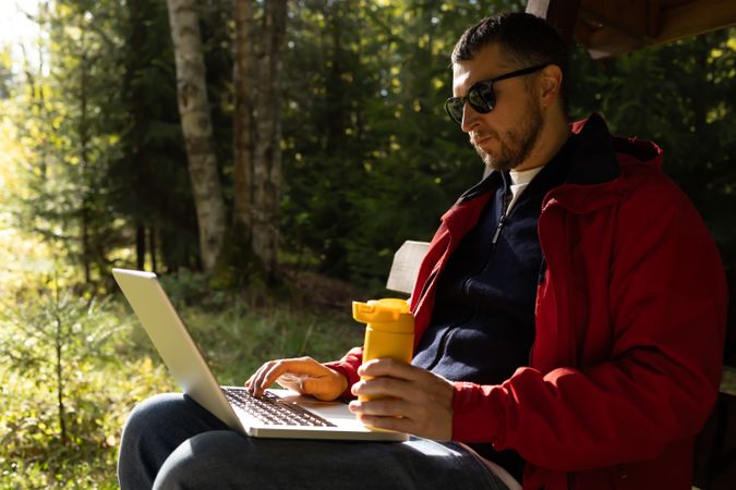 Remote Work Businessman Outdoors