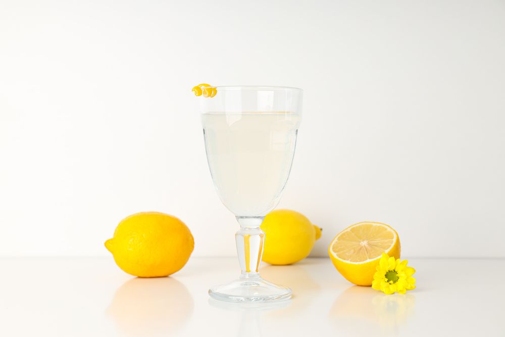 Concept of fresh summer drink - Limoncello cocktail