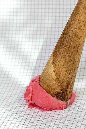 Ice cream cone dropped on graph paper