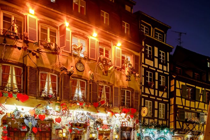 Idyllic Christmas street in Colmar, Alsace, France
