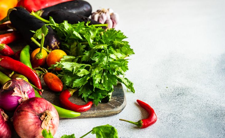 Fresh Herbs & Aromatics on kitchen counter