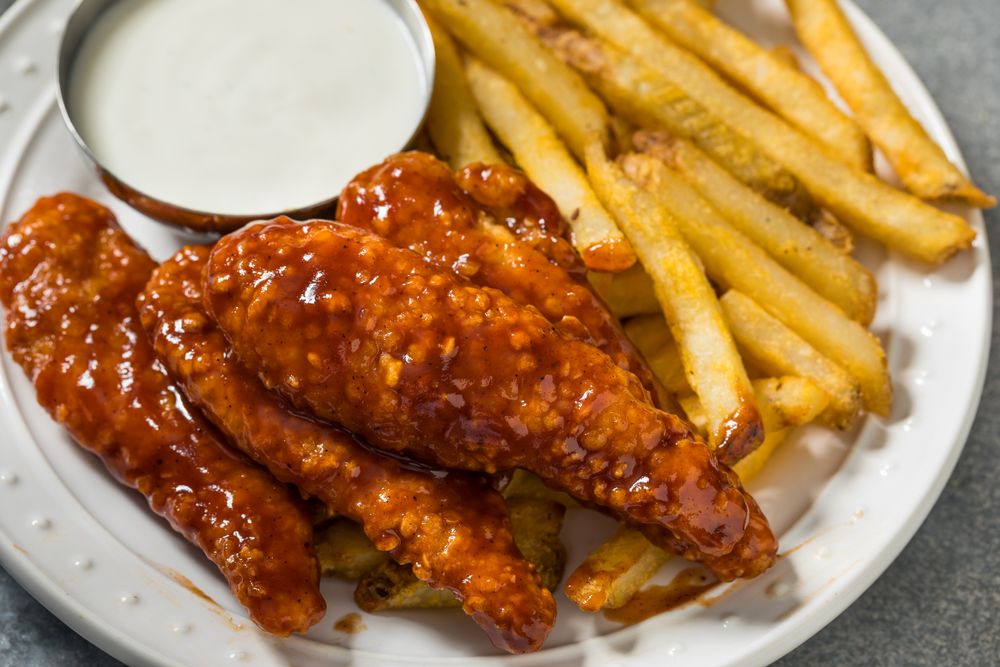 Homemade Barbecue Chicken Fingers and French Fries