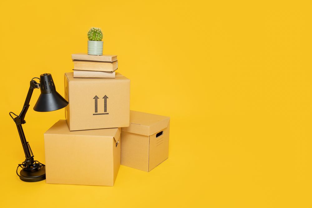 Concept of move on yellow background, space for text