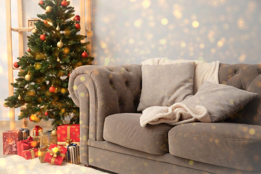 Concept of Christmas, cozy Christmas interior, space for text