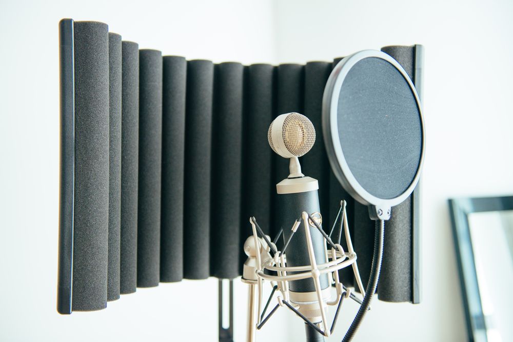 Close up of microphone used for recording singing