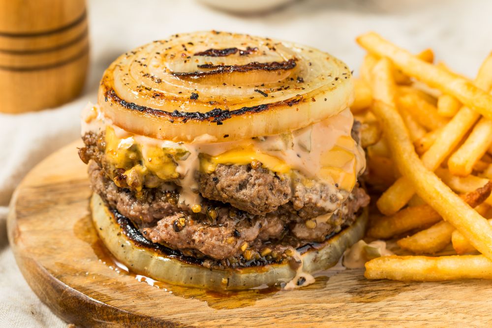 Homemade Flying Dutchman Cheeseburger with an Onion Bun