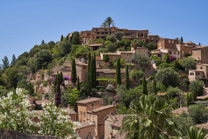 Old town located on hilltop in summer