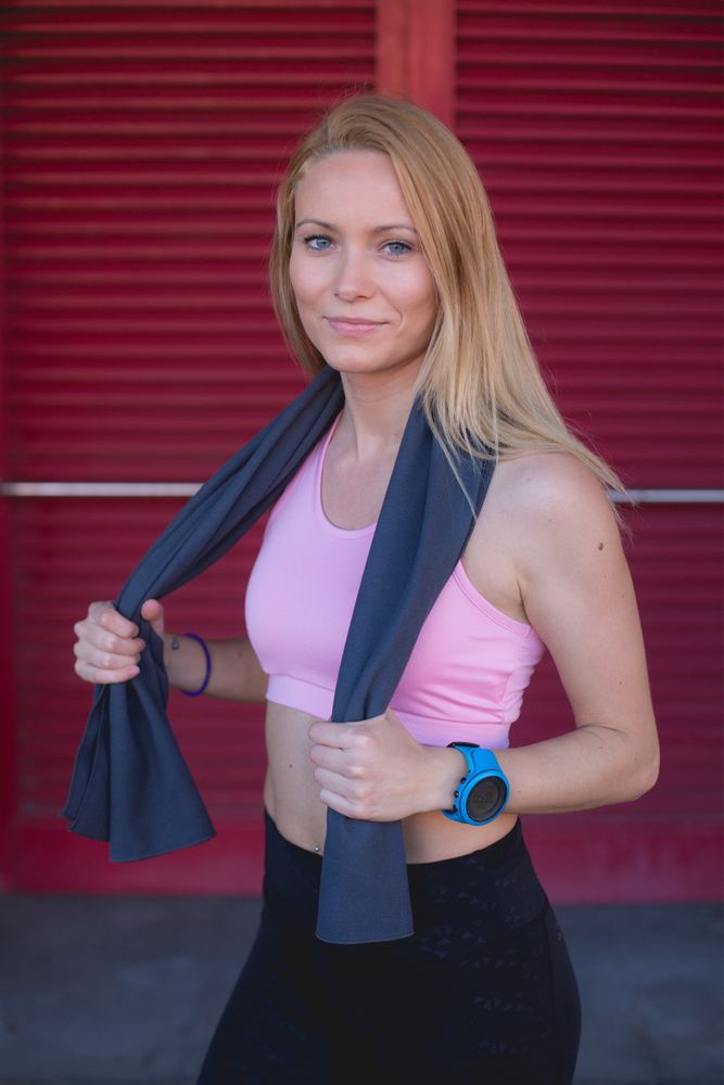 Woman resting from running