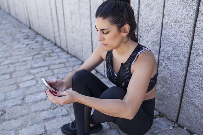 brunette woman running
