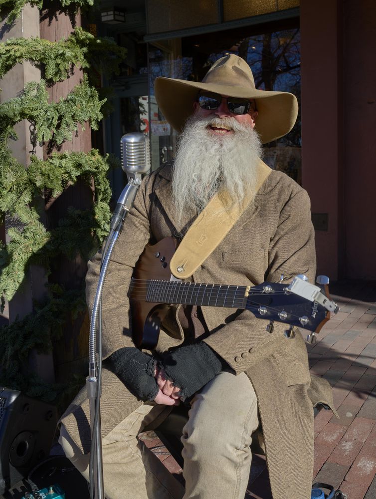 Singer Johnny Lloyd entertains in the central plaza of Santa Fe