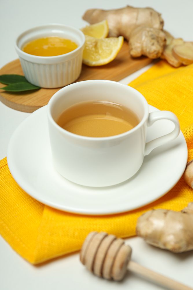 Cold treatment, healthcare concept - tea with ginger