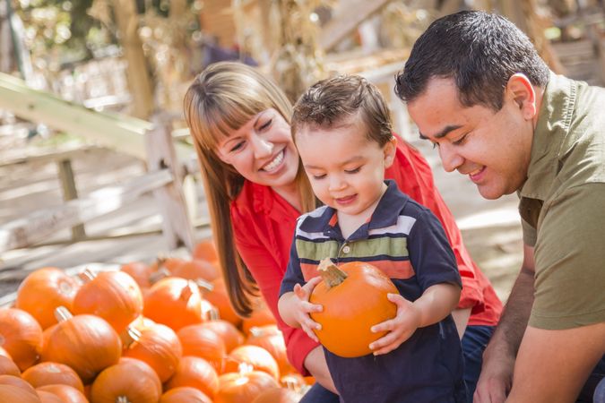 Happy Family at the Pumpkin Patch