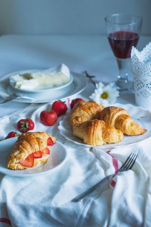 Buttery flavored croissants with strawberries