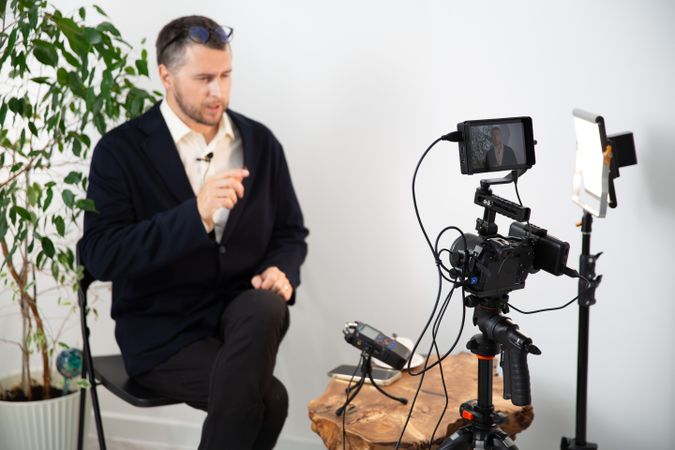 Camera Recording Blogger Interview