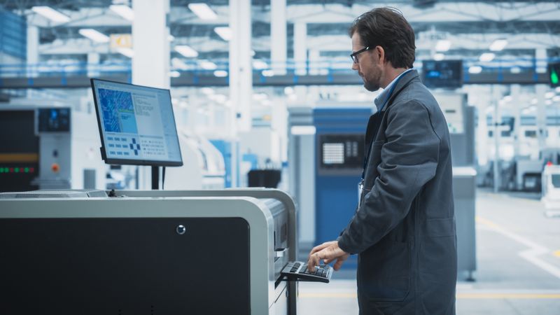 Man standing working at screen