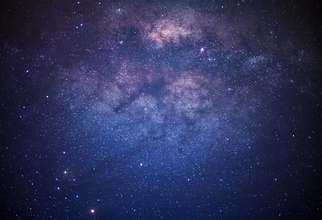 Close-up of Milky Way Galaxy, Long exposure photograph, with grain