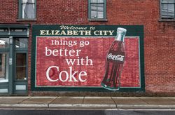 Coca-Cola mural that doubles as a welcome sign in Elizabeth City, North Carolina e4B6W4